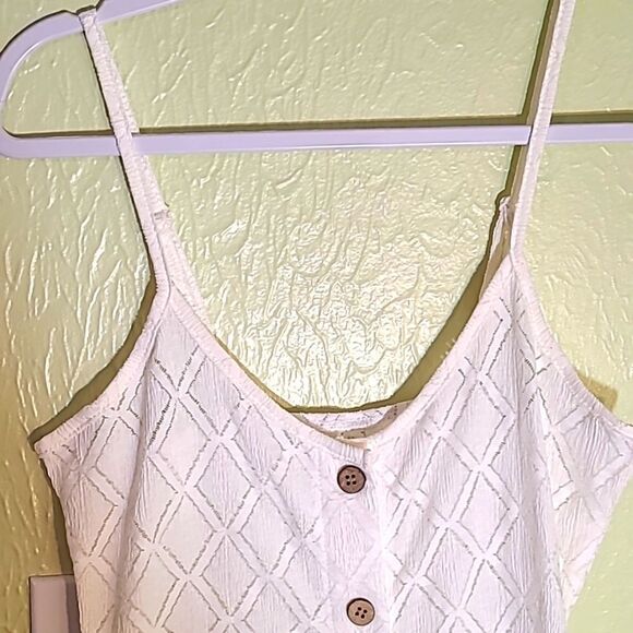 Shein Maxi-Dress, Ivory, Sheer with Tan Buttons, Size Small Tall - Picture 4 of 6